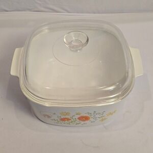 Corning Ware A-5-B 5 Quart‎ Wildflower Casserole Dish with Lid Vintage Pyroceram